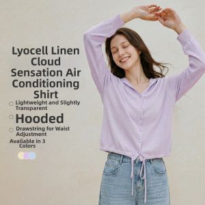 INMAN | Lyocell Linen Hooded V-Neck Adjustable Knit Sweater