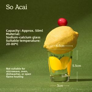 SO ACAI | Portable Sodium-Calcium Glass Shot 50ml Lemon Print