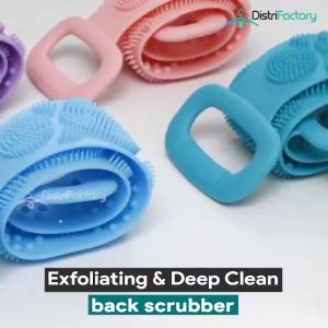 Shower Silicone Back Scrubber Handle Body Washer Exfoliating Texture Scrubbing Pad for Shower Bath Body Brush
