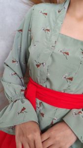 Setelan Kebaya Kutubaru Delia dan Bawahan Rok Knit Stretch Free Selendang Modern Bali
