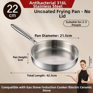 DIHUANTUO | Stainless Steel Non-stick Thick Flat Bottom Pan for Induction Cooker
