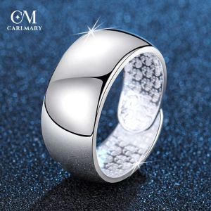 Chunky Solid Shining Polished S925 Silver Boss Rings for Men Women