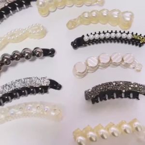 Elegant Pearl Ponytail Hair Clip Banana Clip Vertical Clip Fashion Cute Hair Clamp for Women