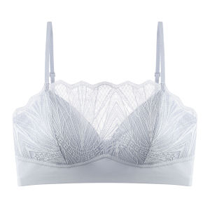 MiiOW | Wireless Strapless Bralette Womens Lace Backless Seamless Anti-Sagging Anti-Light Wrap Chest Sweet Style Underwear Nylon Material