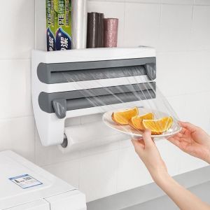 WRAK5182 Rak Dapur Serbaguna 4 in 1 / Cling Wrap Cutter Tissue Roll Holder Import