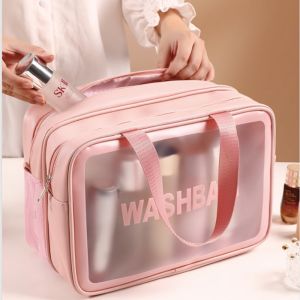 Waterproof Cosmetic Bag Large Capacity Clear PVC Travel Wash Bag Waterproof Makeup Bag Cosmetic Toiletry Pouch Organizer Bag