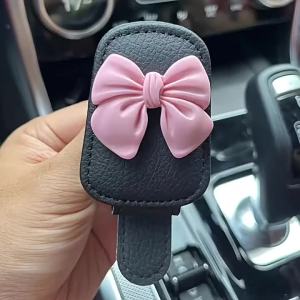 Car Sun Visor Glasses Clip Bow Cute Pink Interior Sunglasses Storage Rack Car Accessories