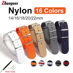 Zhangeer Nylon Watch Strap 14mm 16mm 18mm 20mm 22mm Band Universal Canvas Bracelet for Women Mens Wristband One Piece Loop Watch Band