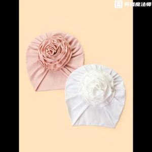 Handmade Big Flower Baby Hat Elastic Newborn Cotton Cap Head Wraps Turban Baby Girls Hats Beanies Kids Infant Hair Accessories