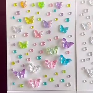 Stiker berlian akrilik diy dekorasi riasan wajah aurora putri duyung kupu-kupu