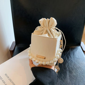 Fashionable Pearl Bucket Bag Womens Shoulder Bag Summer New Style Simple High Quality Crossbody Bag Handheld Chain Handle