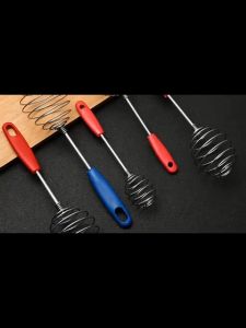 Pengocok Telur Stainless Polkadot & Gagang Merah Pengocok Adonan