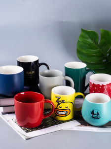 Creative Ceramic Mugs Nordic Pure Color Home Use Advertising Logo Engraving High Temperature Resistant Water Cups for Adults