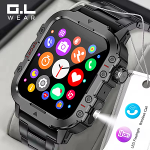 G.L Wear 2025 New Mens Smart Watch Outdoor Sports Health Monitor with LED Flashlight Bluetooth Call Womens Smartwatch