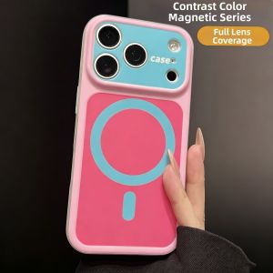 YILONG | Dopamine Color Combination Anti-Fingerprint Soft Silicone Phone Case with Magnetic Stand Full Protection