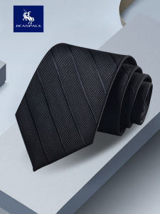 JIFANPAUL | Pre-tied Mens Zipper Tie Black Stripe