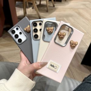 MrHaHa เคสหนังสำหรับ Infinix Hot 8 9 30i 30Play 40Pro 50 5G Smart 5 6 8 9 3D DIY การ์ตูนหมีน่ารักสีสันย้อนยุคเรียบง่ายสไตล์เคสมือถือกันกระแทกเคสหนัง