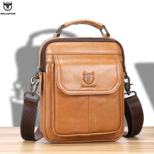 BULLCAPTAIN New Genuine Leather Men Vintage Handbags Flap Mens Shoulder Bag Casual Office Messenger Bags Fashion Crossbody