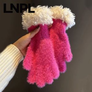 Warm Thick Fluffy Gloves Fingertip Touchscreen