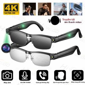 Kính Thông Minh Hiwego AI 4K Hỗ Trợ Cuộc Gọi Thoại Bluetooth Nghe Nhạc Quay Video Dịch Thuật Chống Ánh Sáng Xanh Kính Đi Xe Đạp