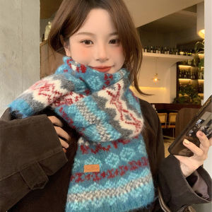 Thickened Woolen Knitted Scarf for Women Winter Warm Ethnic Style Student Fashion Felted Cashmere Rectangle Scarf Korean Atmosphere