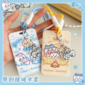 Snowboard Protective Card Holder Lanyard Chest Card Student ID Card Case Cute Girl Work Badge Document Cover School Card