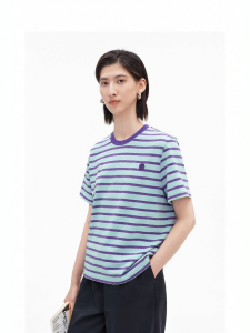Cotton Smile Stripes Short Sleeve T-Shirt