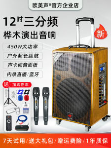 High Power Outdoor Portable Singing Sound System with Microphone Large Bass Stereo Waterproof Dustproof Card USB Remote Control