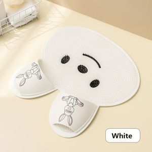 1pc，Rabbit Bathroom Shower Anti Slip Mat Circular Massage Foot Mat Back Suction CupFoot Scrubber Back Scrubber