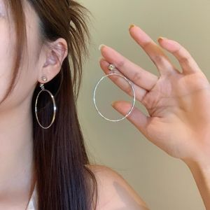 Silver Vintage Hoop Earrings Exaggerated round Circle Studs Face Slimming Versatile Fashion Jewelry Ear Accessories