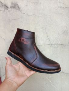sepatu boots sleting kantor pantopel kulit satpam tni casual modis
