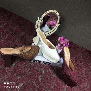 GHAZIA - 331 Sendal Pengantin Wanita Hak 10cm Brukat Premium Elegan Nikah Pesta Wedding