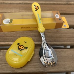 South Korea Import Pine Bear Kids Jaw Spoon Noodle Spoon with Dust Cover Portable Tableware Student Spoon