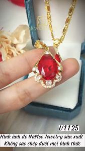 Vòng Cổ Thời Trang V1125 Cùng Dây V073 Màu Đá Đỏ Siêu Đẹp