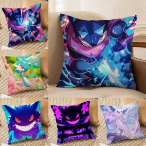 Bandai | Pokemon Adventure Journey Anime Plush Pillow Cover Soft Short Plush Cushion Cover For Sofa Bedroom Home Decor Gift
