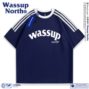 Áo Thun Cotton Nam Nữ Dáng Rộng Tay Ngắn Mùa Hè Thường Ngày in Họa Tiết Cổ Tròn Tay Năm Phần WASSUP NORTH