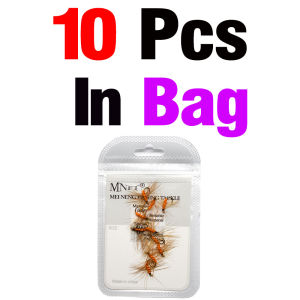 10PCS 14# Orange Dry Fly Fishing Lures Hand Tied Deer Hair Artificial Insect Bait for Trout Bass Freshwater Fishing Tackle