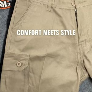RS31 Celana Pendek Cargo Pria Cotton Twill Celo Hitam Super Big Size - Cargo Short Pants Black Cowok Jumbo Katun Celana Kimpol