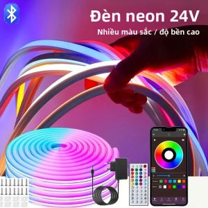 Đèn Dây LED Neon RGB DC24V 10M 20M 30M Chống Nước Dẻo Điều Khiển Thông Minh Bằng Ứng Dụng Đồng Bộ Nhạc Đổi Màu Trang Trí Nhà Cửa