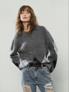 Toyouth | Vintage Diamond Pattern Alpaca Wool Sweater