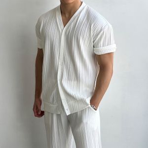DAVID&ME | Elastic Drawstring Loose Straight Fit Casual Pant Set