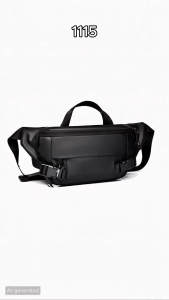 Sporty Crossbody Bag Smooth Zippers Waterproof PU Leather Durable Travel Sturdy Grab Handle Side Release Buckle Men
