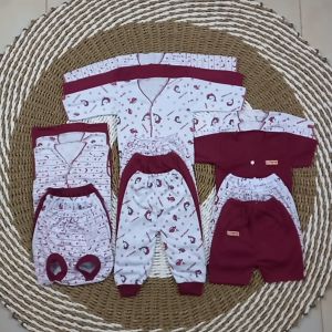 Paket Hemat 18 Pcs Seri Baru Warna Maroon Untuk Baju Bayi Newborn 0-4 Bulan