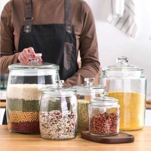 【PH Local Send】Ceramic rice storage/glass rice barrel/Ceramic Rice Storage/Glass Rice Storage/ Rice Vase/Large Rice Bucket Rice Storage Flour Bucket M Jar Large Capacity Glass Bottle Sealed Jar