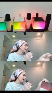 K18 Karaoke Speaker Bluetooth Wireless Music Speaker Mic Microphone KTV Nyanyi Sing Mini Karaoke Connect Phone LED Song