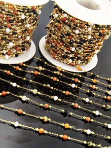 DIY Handmade Natural Stone Crystal Copper Bead Chain Jewelry Accessories Loose Chain out water Pearl Zirconia