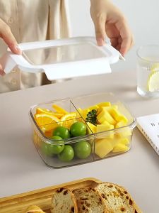 Lunch Box Food Container Airtight Compartments Sealed Box for Fruits Salad Potable Bento Household Refrigerator Transparent Storage Box