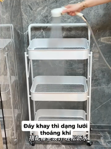 Kệ Đựng Đồ Gập Gọn Thông Minh 3 Tầng Thép Carbon Hồng Đen Trắng Tiện Lợi Di Chuyển Bánh Xe 360° Chống Gỉ Sét Dung Tích Lớn Tiết Kiệm Không Gian