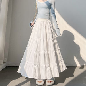 La Chapelle Blue Puffy Half Skirt High Waist Slimming Hip Covering A-Line Long Gown Princess Style Cake Skirt for Young Women