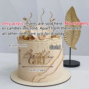 Gold Queen Princess Cake Topper Happy Birthday Party Decor for Girls Baby Shower Mitzvah Celebration Wedding Cake Decoration